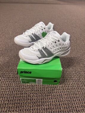 Prince White and Gray Performance Tennis Sneakers